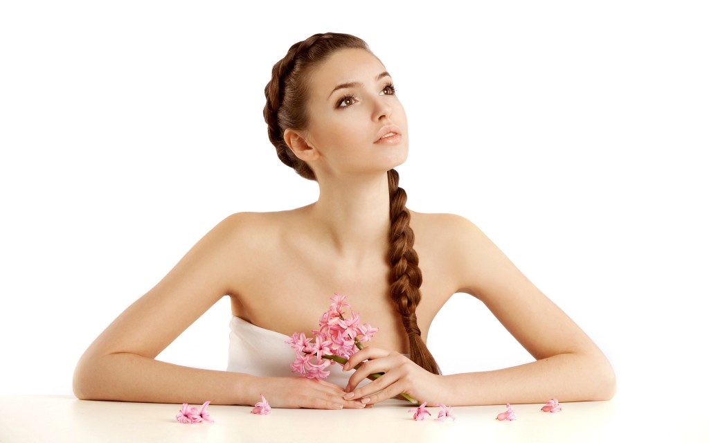 Beautiful woman with flowers