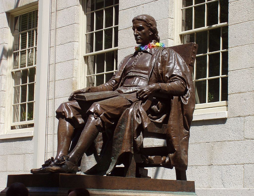 "John Harvard statue at Harvard University" by Jessica Williams.