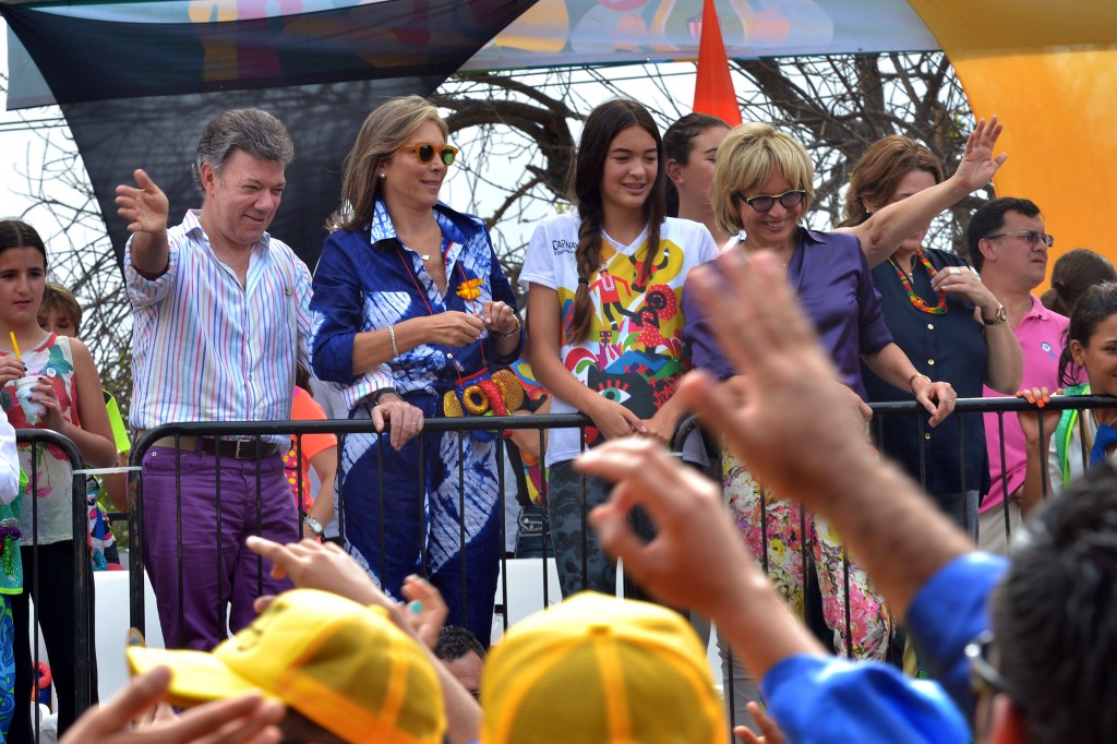 El Presidente Juan Manuel Santos, en su visita al Carnaval de Barranquilla, Estuvo en compañía de su esposa María Clemencia. Foto: Juan Pablo Bello.