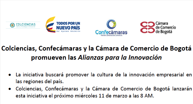 Colciencias, Confecámaras y la Cámara de Comercio de Bogotá promueven las Alianzas para la Innovación