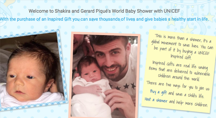 El Baby Shower de Shakira y Piqué ha tenido un gran impacto: UNICEF