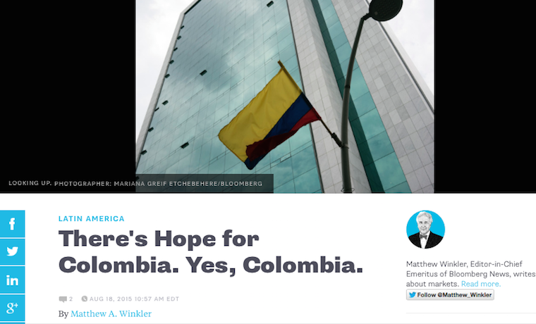 Hay esperanza para Colombia. Sí, Colombia – BloombergView