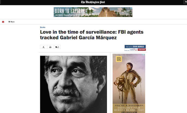 FBI espió a Gabriel García Márquez durante 24 años, según el Washington Post