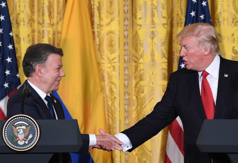 Donald Trump Holds Joint Press Conference With Colombian Pres. Juan Manuel Santos