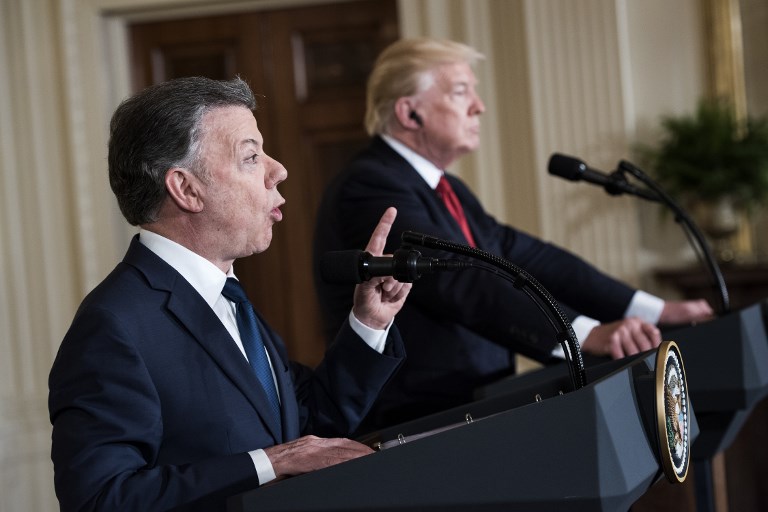 Donald Trump Holds Joint Press Conference With Colombian Pres. Juan Manuel Santos